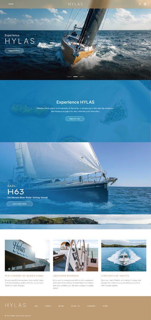遊艇品牌升級網站 UI 模擬